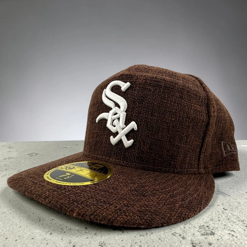 Chicago White Sox Hat New Era 59Fifty Hemp Linen Split Panel Fitted Sz 7 1/2 NEW